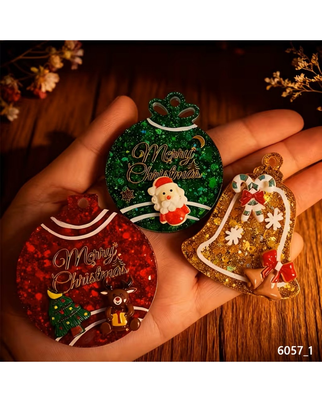 YY6057 Yılbaşı Noel Temalı Üç Parça Askılık Silikon Kalıp